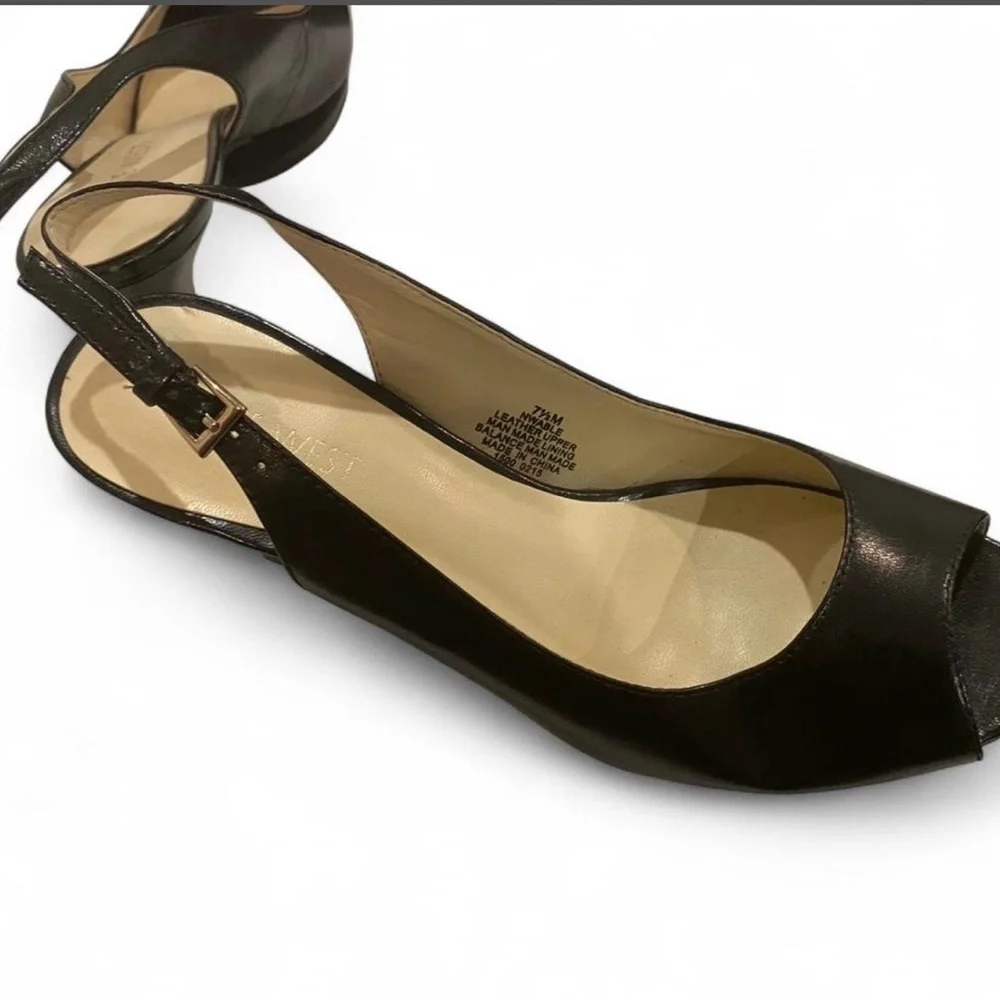 Nine West Black Peep-Toe Slingback Heels - Picture 5 of 7